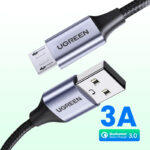 Cable Micro USB de carga rápida para teléfono móvil, Cable de datos de nailon 3A