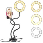 Anillo luminoso selfie con soporte flexible para teléfono móvil