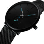 Reloj de acero negro de estilo clásico para hombre