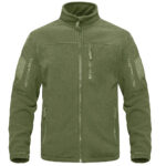 Chaqueta táctica de forro polar verde con cremallera completa para hombre, abrigos térmicos cálidos, cortavientos