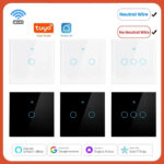 Interruptores inteligentes Tuya Wifi EU, 1/2/3/4 entradas, Sensor de luz táctil de pared, 433mhz, RF, Smart Life para Alexa, Google Home, Alice