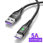 Cable Micro USB de carga rápida para teléfono móvil, Cable de datos para Xiaomi, Android, iluminación LED, 5A