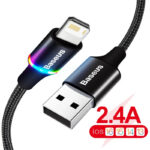 Baseus Cable USB LED de Carga Rápida para Móvil, Cargador de Datos para iPhone 13, 12, 11 Pro, Xs, Max, X, Xr, 8, 7, 6, iPad