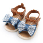 Sandalias de suela blanda para bebés y niñas, zapatos de primeros pasos con lazo Floral
