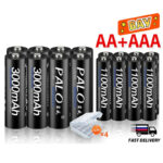 Pilas recargables AA de 3000mAh y 1,2 V, pilas AAA de 1100mAh y 1,2 V, pilas recargables NI-MH AA AAA, 4 unidades