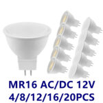 Bombilla de foco LED MR16 AC/DC 12V, GU5.3, baja presión, 3W, 5W, 6W, 7W, 120 grados, 38 grados, estudio, cocina, hogar, 4-20 unidades