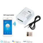 Interruptor inteligente TH16, Control inalámbrico de temperatura y humedad, 16A, WiFi, Compatible con Alexa y Google Home
