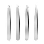 Pinzas de acero inoxidable para cejas, herramienta de Clip de extensión de pestañas, 4 piezas