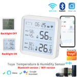 Sensor de temperatura y humedad para el hogar inteligente, higrómetro con retroiluminación, termómetro, Compatible con Bluetooth, Control remoto por aplicación, WiFi, Tuya
